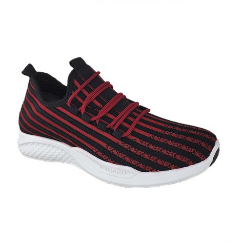 Zapatillas Deportivas Running Negro Rayas Rojo 3205-1