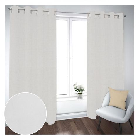 Cortina Black Out 2 Paños Decorativa Blanco Hueso N°79 (140X230)-1