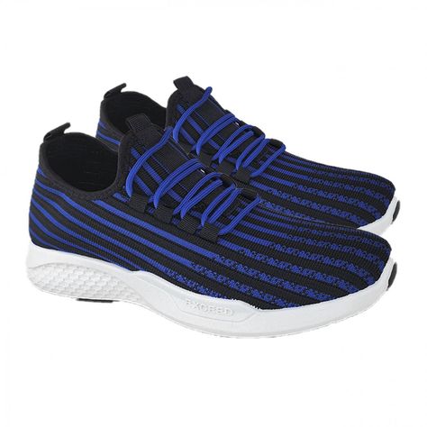 Zapatillas Deportivas Running Negro Rayas azules 3203-2