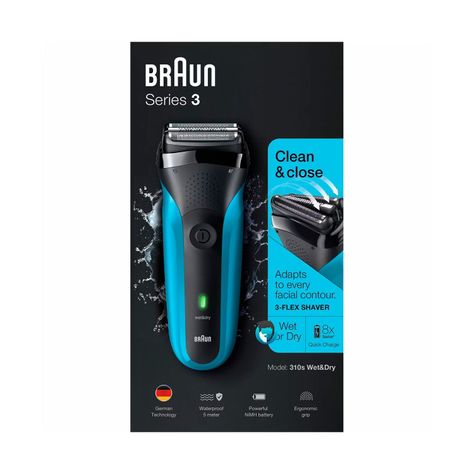 Máquina de Afeitar Braun Series 3 301BT Black Blue Wet&Dry-2