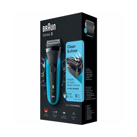 Máquina de Afeitar Braun Series 3 301BT Black Blue Wet&Dry-3
