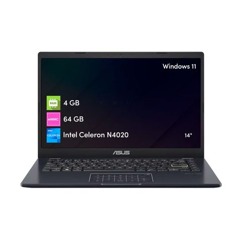 Notebook Asus Celeron 4GB 64GB Win11 14" Negro-0