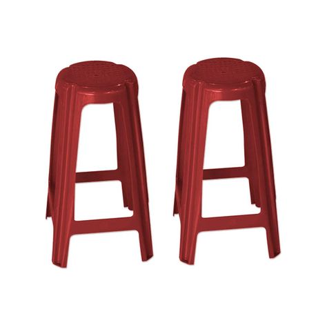 Pack 2 Banco Piso Bar Alto 70cm Cervecero Rojo Vino-1