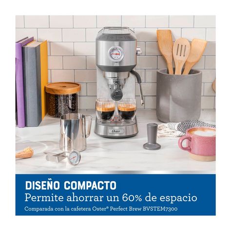 Cafetera Espresso Compacta Oster BVSTEM7200 15bar 1350W Gris-3