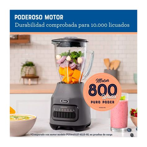Licuadora Oster BLSTPEG-GPB Vidrio 6 Vel + Pulso 800W Gris-1