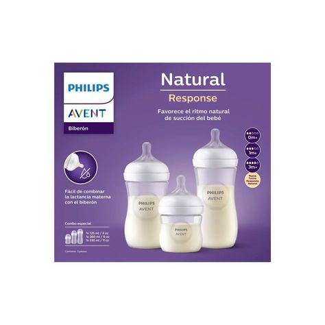 Set 3 Mamaderas Avent Natural SCD838/27 125+260+330ml-1
