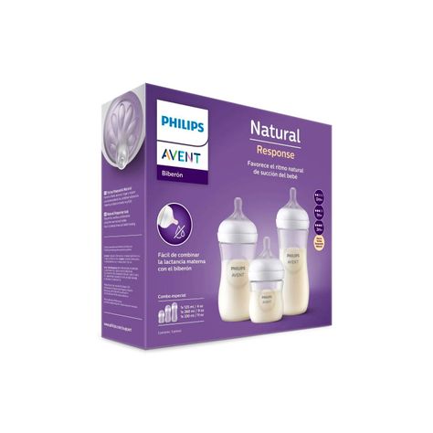 Set 3 Mamaderas Avent Natural SCD838/27 125+260+330ml-2