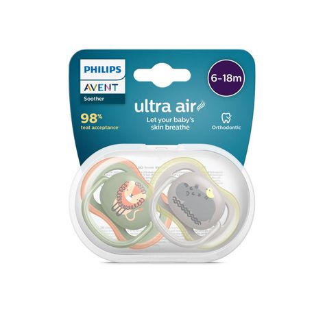 Chupete Avent Ultra Air León Hipopótamo 6-18m 2UN -2