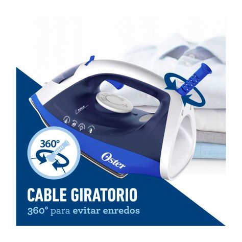 Plancha a Vapor Oster 6003 Antiadherente Azul 1600W-1