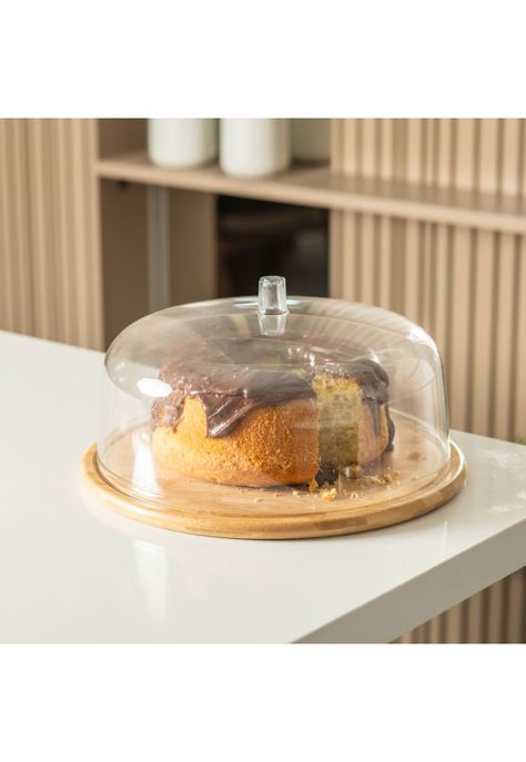 Porta Torta 27,5 cm Con Tapa Bambú Ou-1