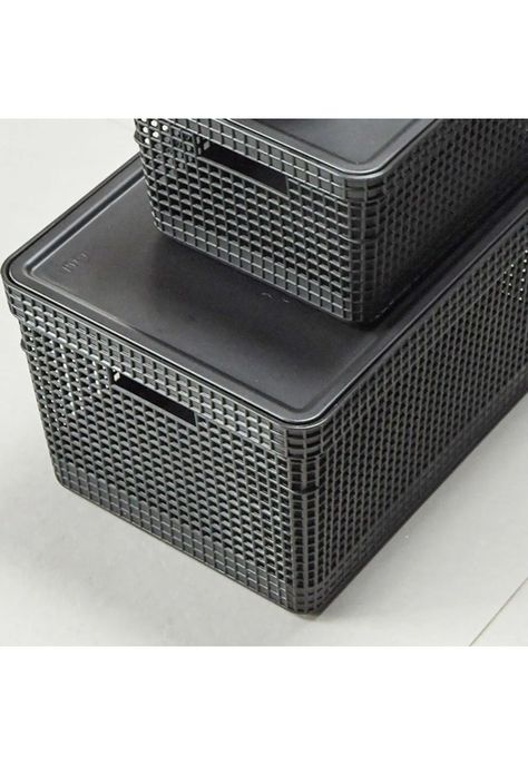 Cesta Organizadora Grid Con Tapa 20 L Negro-1