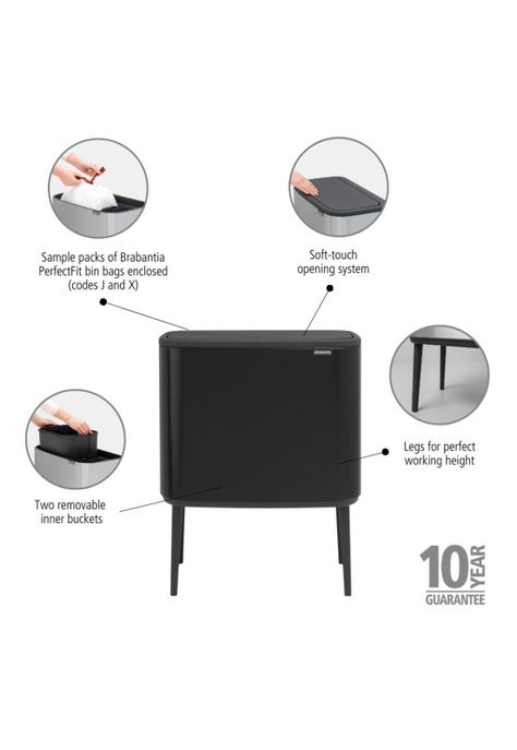 Basurero Bo Touch 11 + 23 Lt Matt Black-6