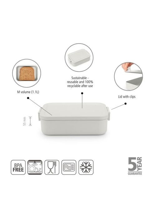 Contenedor para almuerzo Make & Take Mediano Light Grey-5