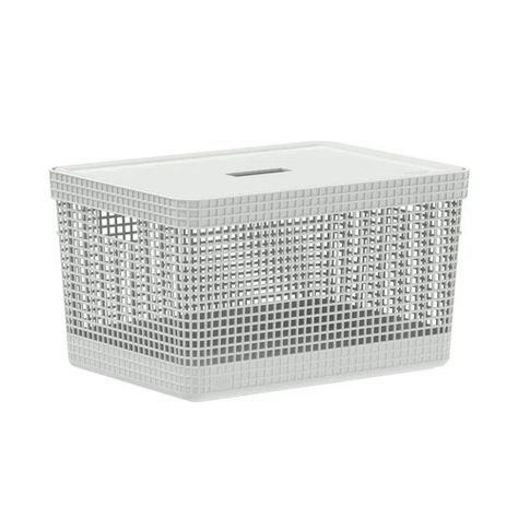 Cesta Organizadora Grid Con Tapa 20 L Blanco Océano-2