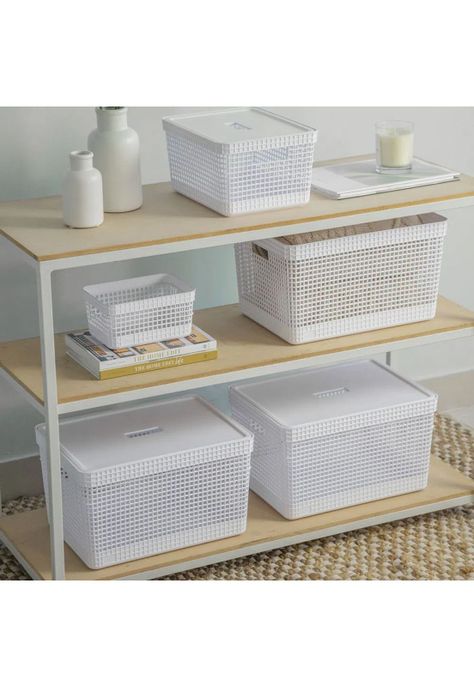 Cesta Organizadora Grid Con Tapa 20 L Blanco Océano-1