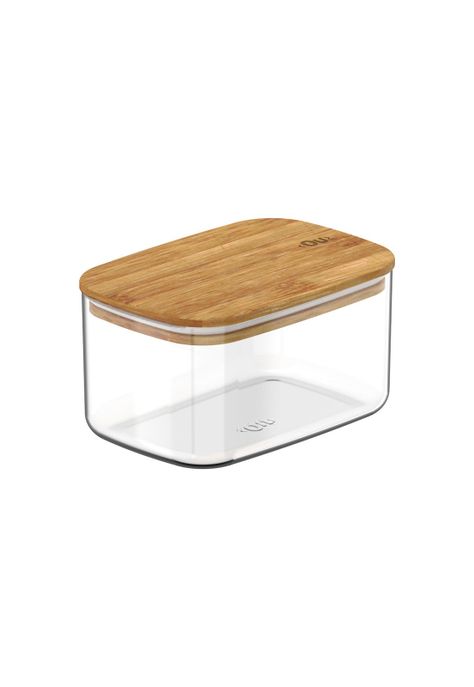 Contenedor Hermético Rectangular con Tapa de Bambú Keep 0,65 lt Transparente Ou-0