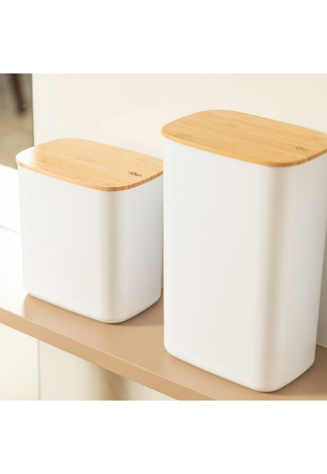 Contenedor Hermético Rectangular con Tapa de Bambú Keep 1,5 lt Blanco Ou-1