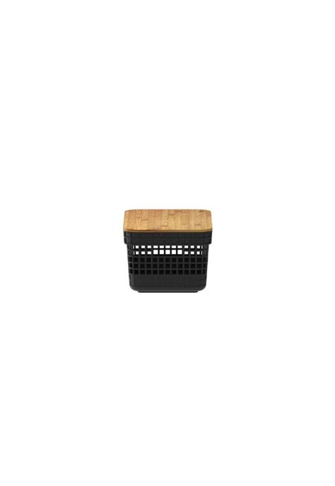 Cesta Organizadora Grid Con Tapa De Bambú 2.5 L Negro-0