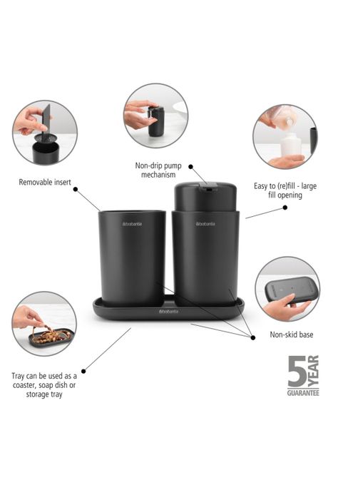 Set de accesorios para el baño ReNew Dark Grey-6