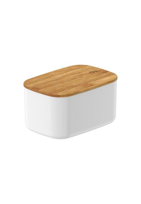 Contenedor Hermético Rectangular con Tapa de Bambú Keep 0,65 lt Blanco Ou-0