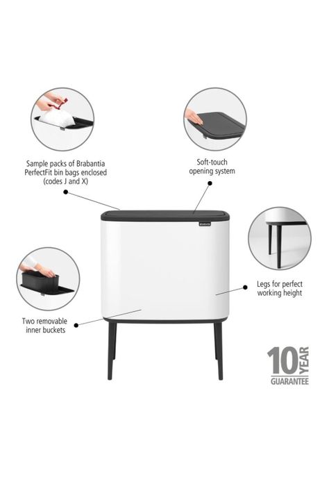 Basurero Bo Touch 11 + 23 Lt White-6
