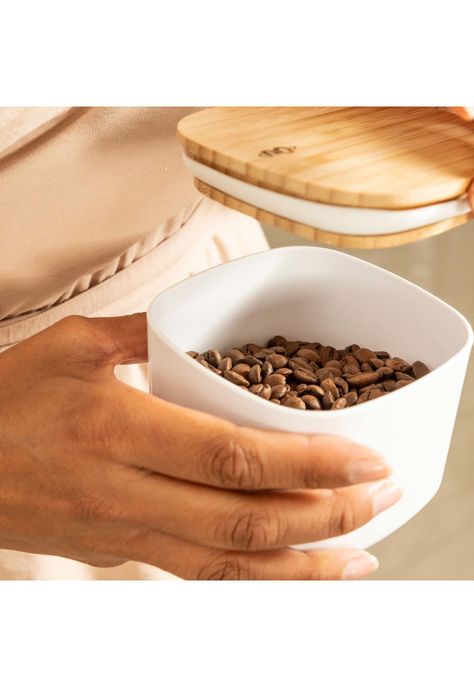 Contenedor Hermético Con Tapa de Bambú Keep 0,45 lt Blanco Ou-1