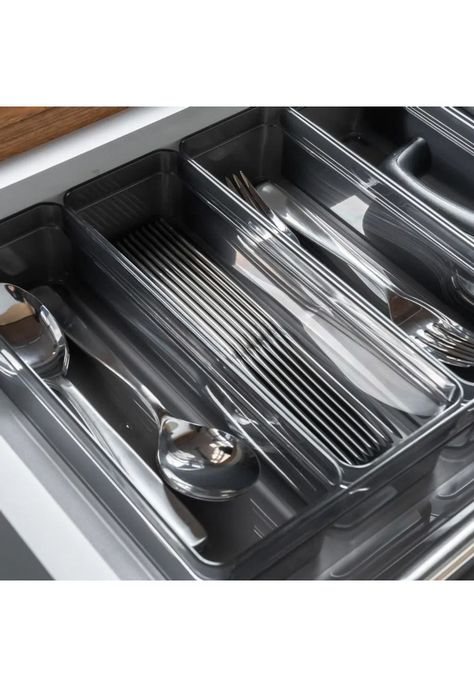  Organizador De Cajón Clear 22,5 x 7,5 x 5,6 Gris-1