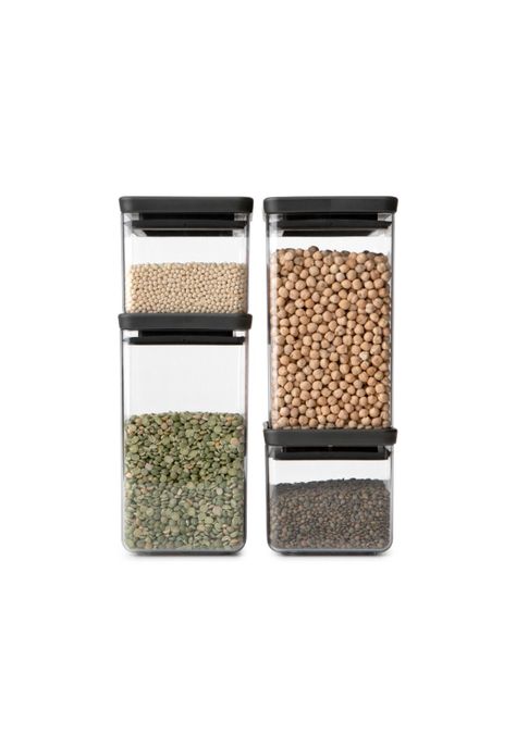 Juego de 4 contenedores cuadrados TASTY+ Dark Grey-1