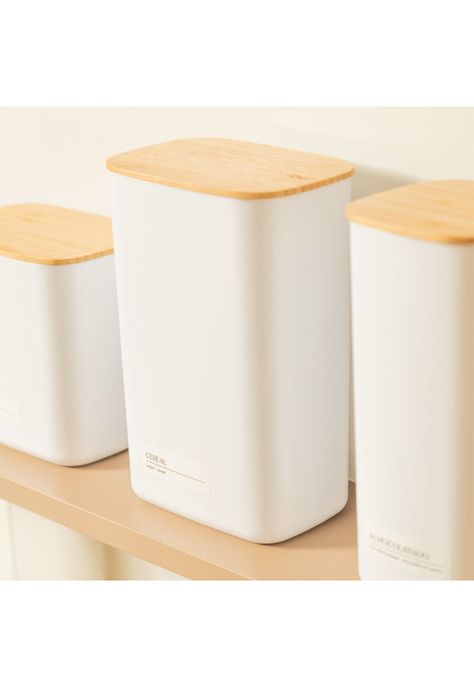 Contenedor Hermético Rectangular con Tapa de Bambú Keep 2,3 lt Blanco Ou-1