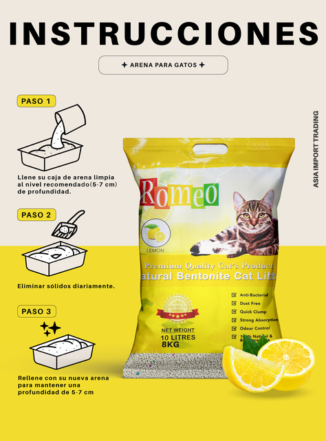 Arena Absorbente para gatos aroma Limón 16k-4