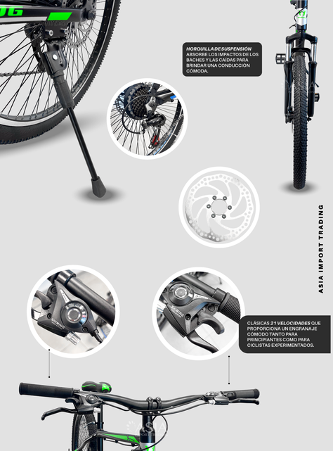Bicicleta Mountain Bike Aluminio Aro 27,5 Verde-2