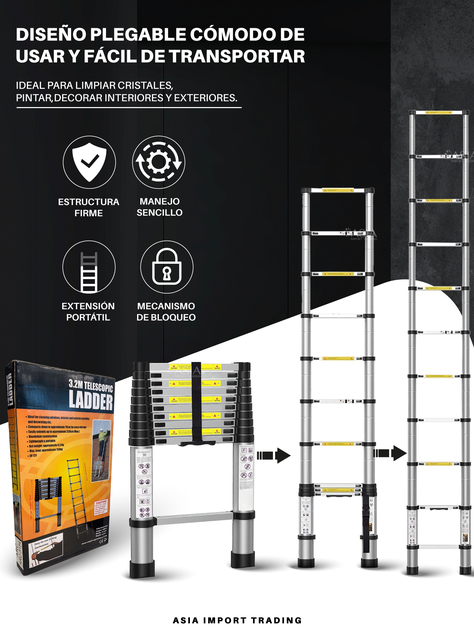 Escalera Retractil Telescopica 3.2 mt-1