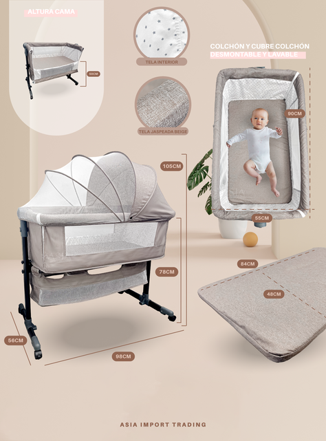 Cuna Colecho color Beige-3