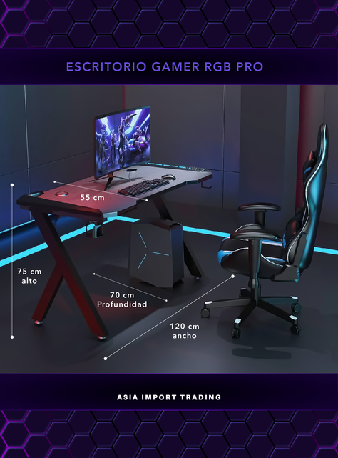 Escritorio Gamer RGB Pro 120 cm-1