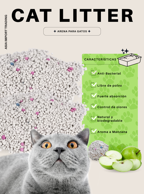 Arena Absorbente para gatos aroma Manzana 16k-3
