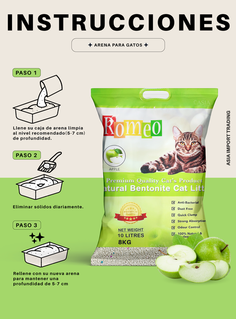 Arena Absorbente para gatos aroma Manzana 16k-4