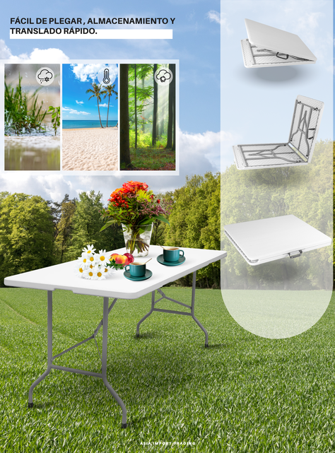 Mesa Plegable Blanca 180cm tipo Maleta-1