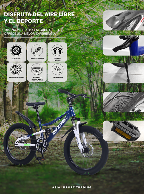 Bicicleta MTB Aro 20 Azul Doble Suspension-1