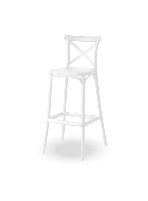Silla bar blanca con respaldo cruzado-0