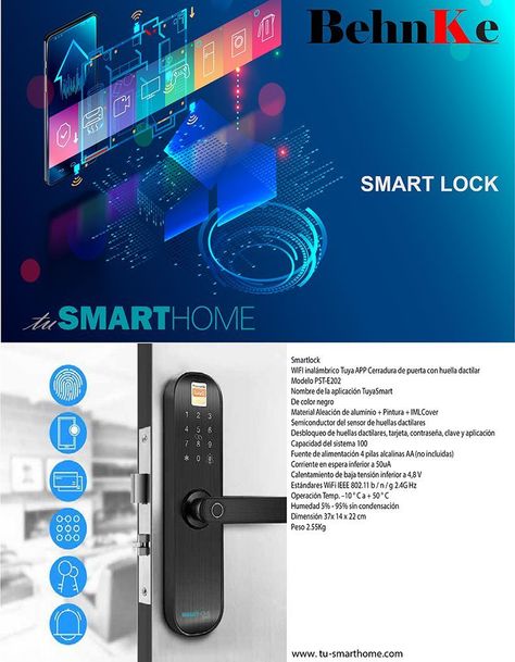 Cerradura Wifi Smart Lock  4 Funciones BEHNKE-3