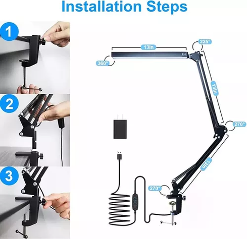Lámpara Flexible Led Con Clip Escritorio Estudio Dibujo -2