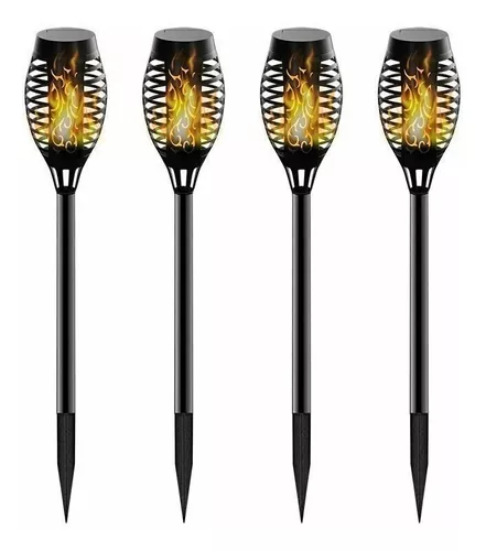 Antorcha Fuego Led Estaca Solar Carga Automática Lluvia-0