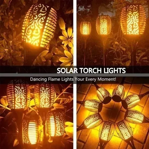 Antorcha Fuego Led Estaca Solar Carga Automática Lluvia-2