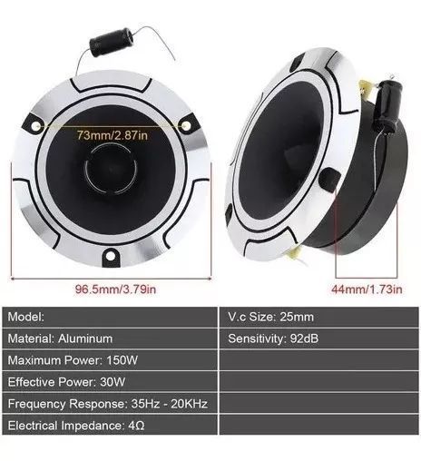 Kit Par Tweeter Optimizador Sonido 150wmax 10cm Aluminio Color Plateado-5