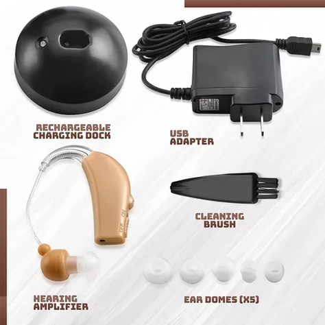 Audifono Amplificador Para Sordera Discapacidad Recargable Color Crema-2