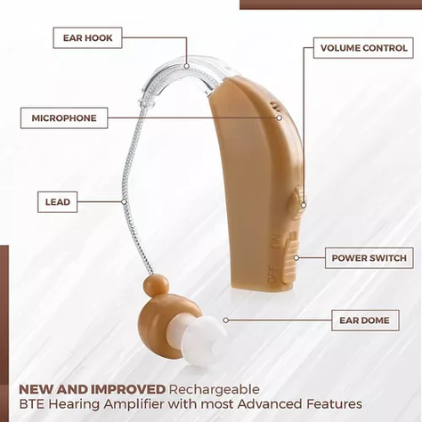 Audifono Amplificador Para Sordera Discapacidad Recargable Color Crema-4
