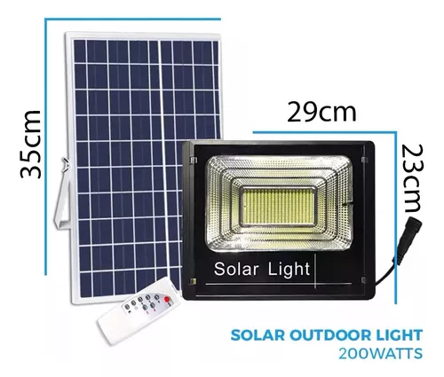 Lampara Foco Solar Led 200w + Panel Solar Control Remoto-3