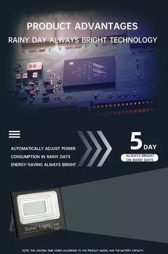 Foco Reflector 300w + Control + Panel Solar Ip66-1