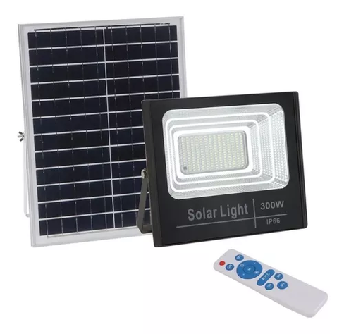 Foco Reflector 300w + Control + Panel Solar Ip66-3