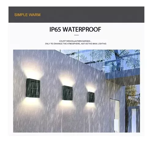 Pack X7 Lámparas Solares Led Exterior Aplique Resiste Lluvia-2